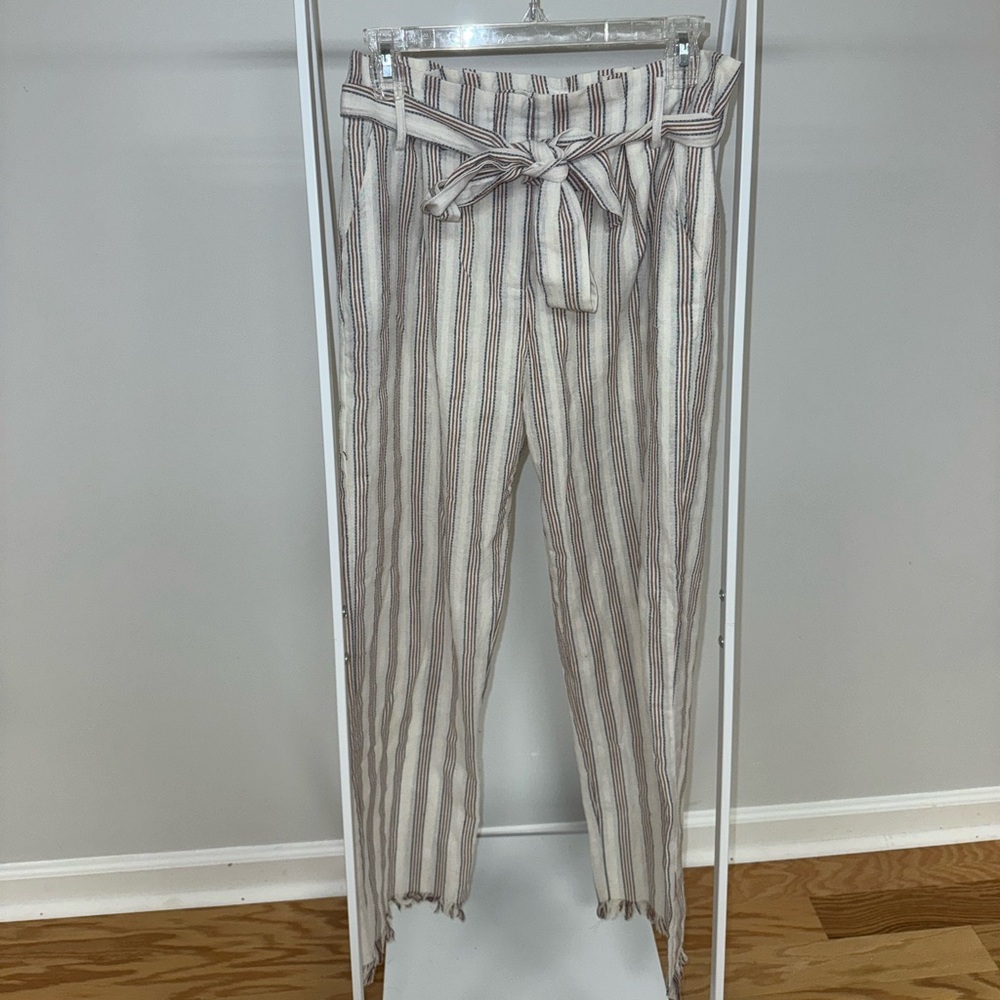 Striped Tie-Waist Linen Pants